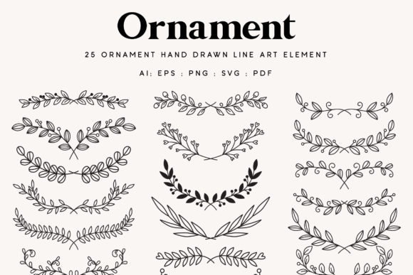 25 Leaf Ornament Wedding Lineart Element for Elegant Branding