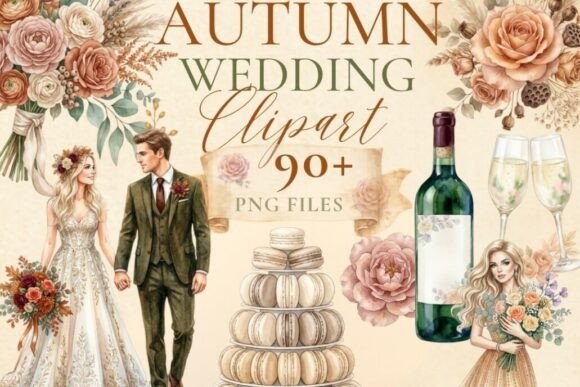 Autumn Wedding Clipart PNG Bundle: A Designer's Warm Palette