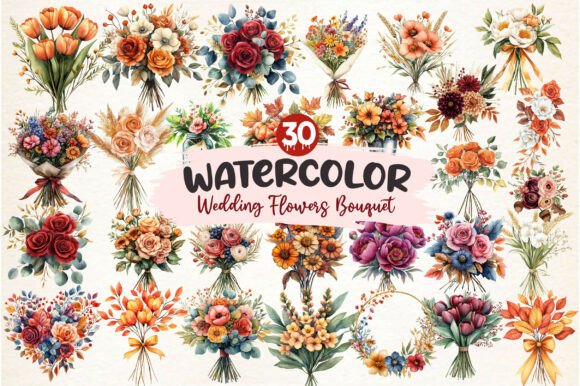 Autumn Wedding Flowers Bouquet Clipart: Your Design Toolkit