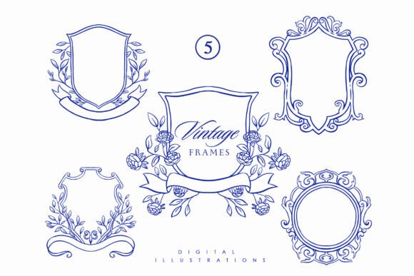 Baroque Line Art Frames for Wedding Stationery
