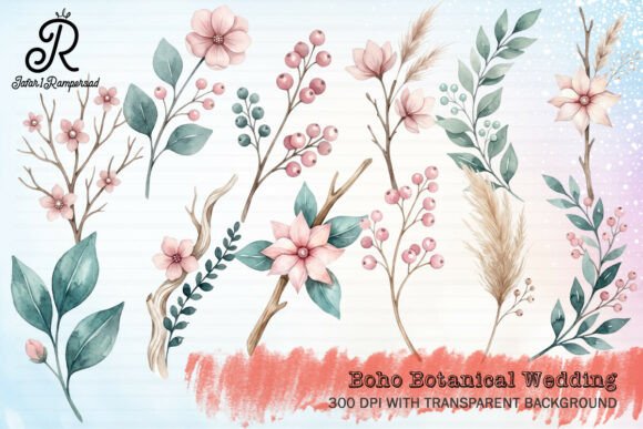 Boho Botanical Wedding Clipart: A Designer's Toolkit