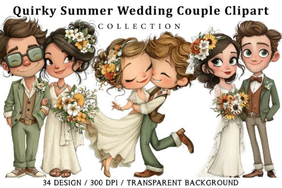 Designing with Delight: Using Quirky Summer Wedding Couple Clipart