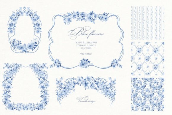 Designing with Elegance: The Blue Flower Wedding Set