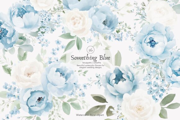 Elegant Watercolor Blue Florals for Wedding Designs