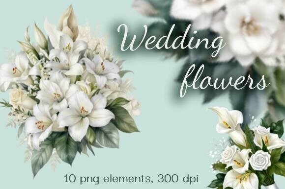 Elegant Watercolor Wedding Flowers for Creative Design