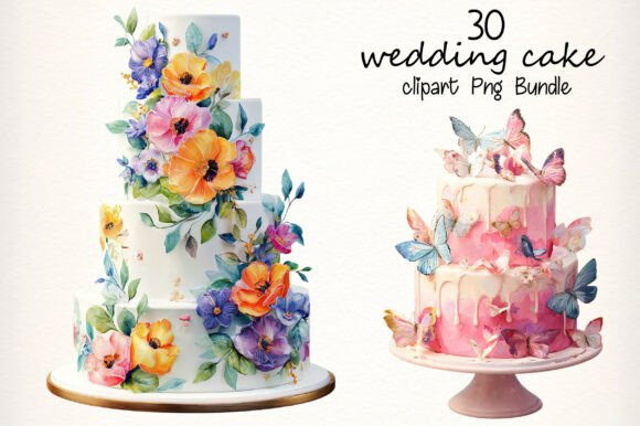Elevate Your Designs with Watercolor Wedding Cake Clipart