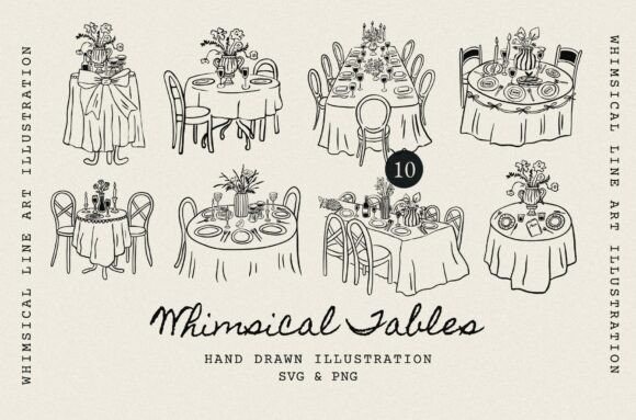 Elevate Your Wedding Stationery with Hand Drawn Dinner Table Clipart