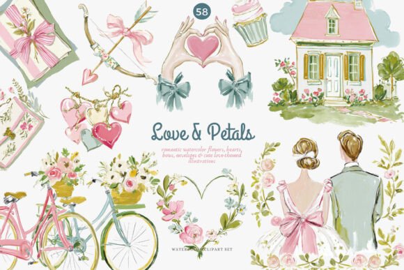 Enchanting Watercolor Hearts: The Ultimate Valentine & Wedding Clipart