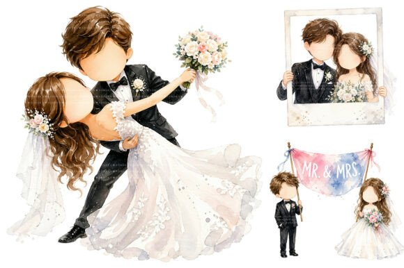 Faceless Wedding Couple Clipart Bundle: A Modern Designer's Toolkit