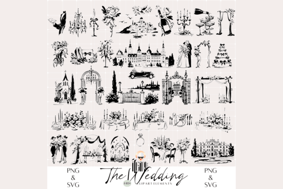 Hand Drawn Whimsical Wedding SVG Clipart: Your Design Toolkit