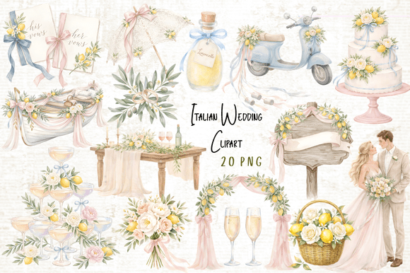 Italian Wedding Clipart PNG: The Essence of Mediterranean Elegance