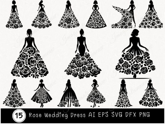 Rose Wedding Dress Svg Rose Svg Cut File: Floral Elegance for Crafters