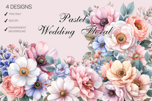 Timeless Romance: The Pastel Wedding Floral PNG