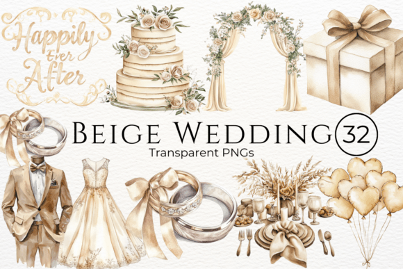 Warmth and Artistry: Using Beige Wedding Watercolor Clipart