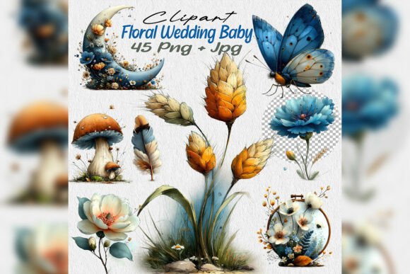 Watercolor Floral Clipart for Wedding & Baby Designs