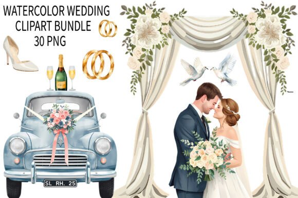 Watercolor Wedding Clipart Bundle: A Designer's Asset for Romance