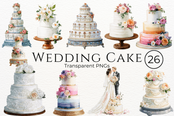 Wedding Cake Watercolor Clipart: Sweet Design Assets