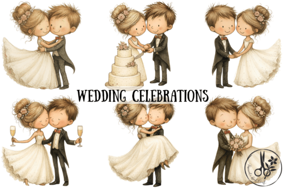 Wedding Celebrations Clipart: PNG & PDF for Crafting