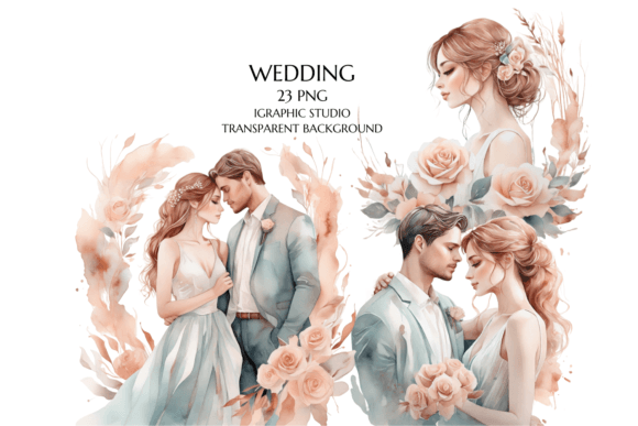 Wedding Clipart: Bride and Groom Watercolor Collection