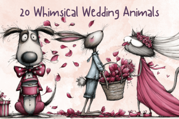 Whimsical Wedding Animals Clipart Set for Creative Projects