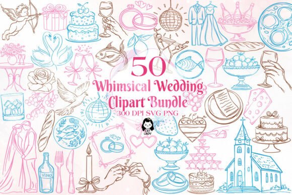 Whimsical Wedding Clipart: 20 Designs for Creative Projects