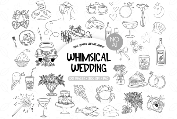 Whimsical Wedding Icons Clipart: Elevate Your Stationery Design